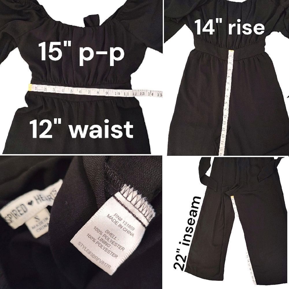 Inspired Hearts Solid Black Tie Back Cropped Wide… - image 8